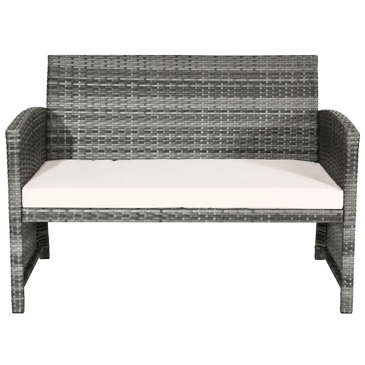 4pc Patio Rattan Furniture Set - White