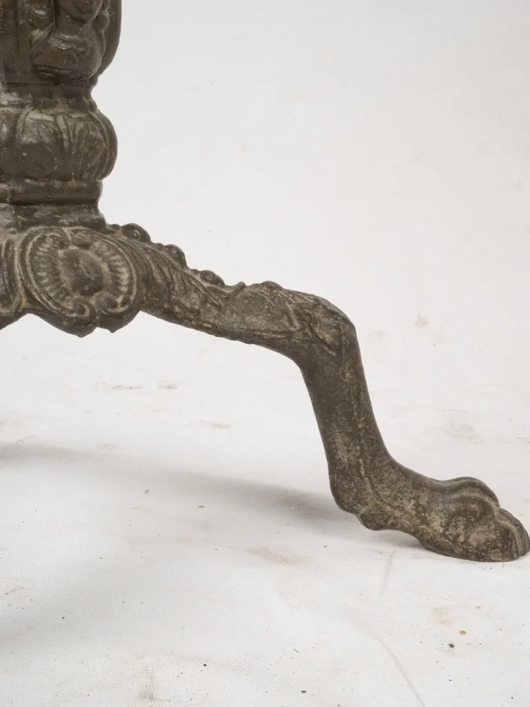 Antique Marble and Cast Iron Garden Table w/ Mask and Paw Motifs, c. 1860
