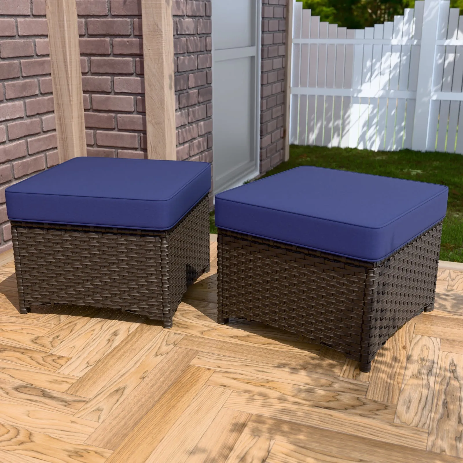 Azure Bay 2 Piece Wicker Patio Ottoman Set