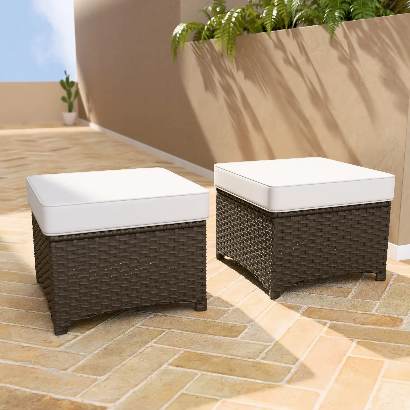 Azure Bay 2 Piece Wicker Patio Ottoman Set