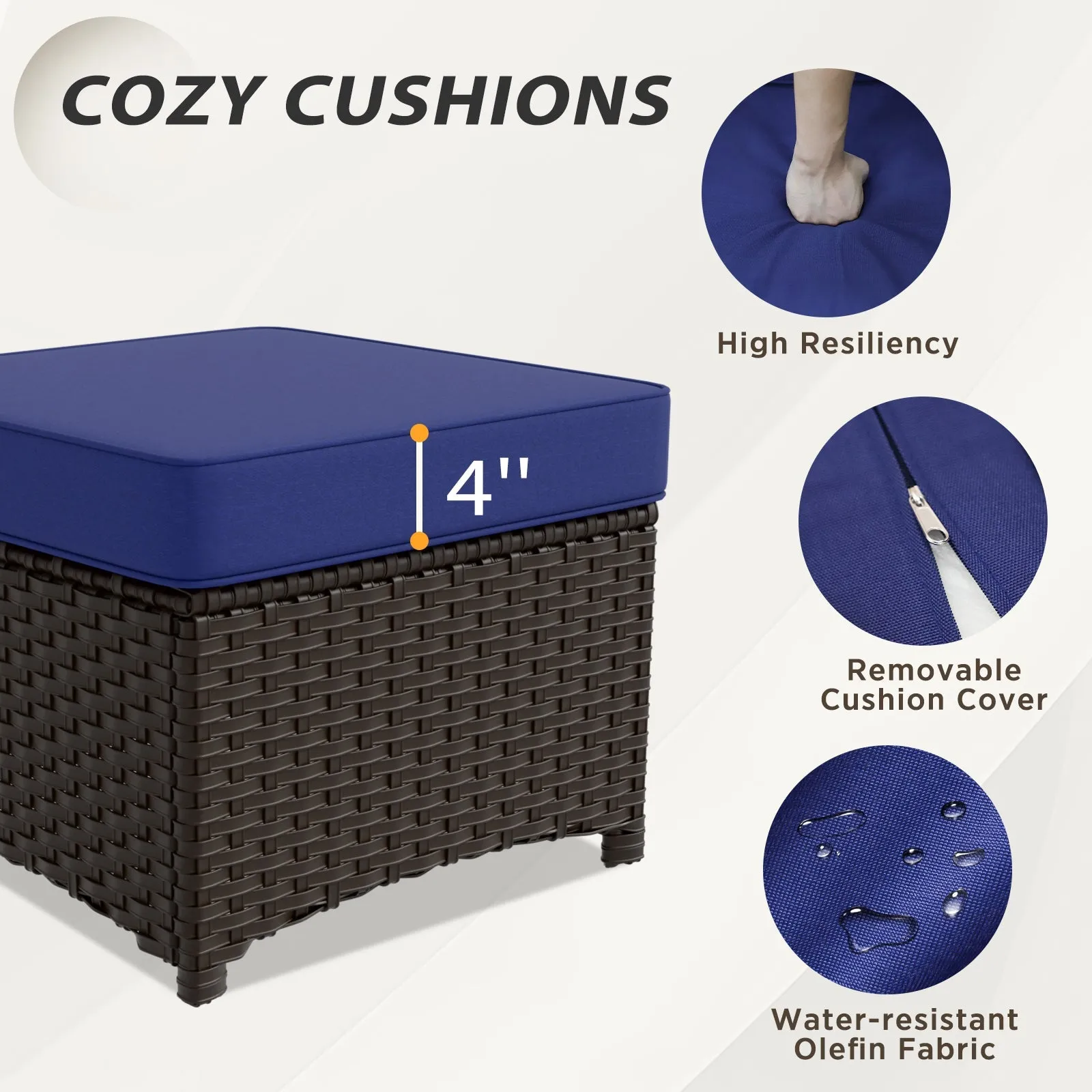 Azure Bay 2 Piece Wicker Patio Ottoman Set