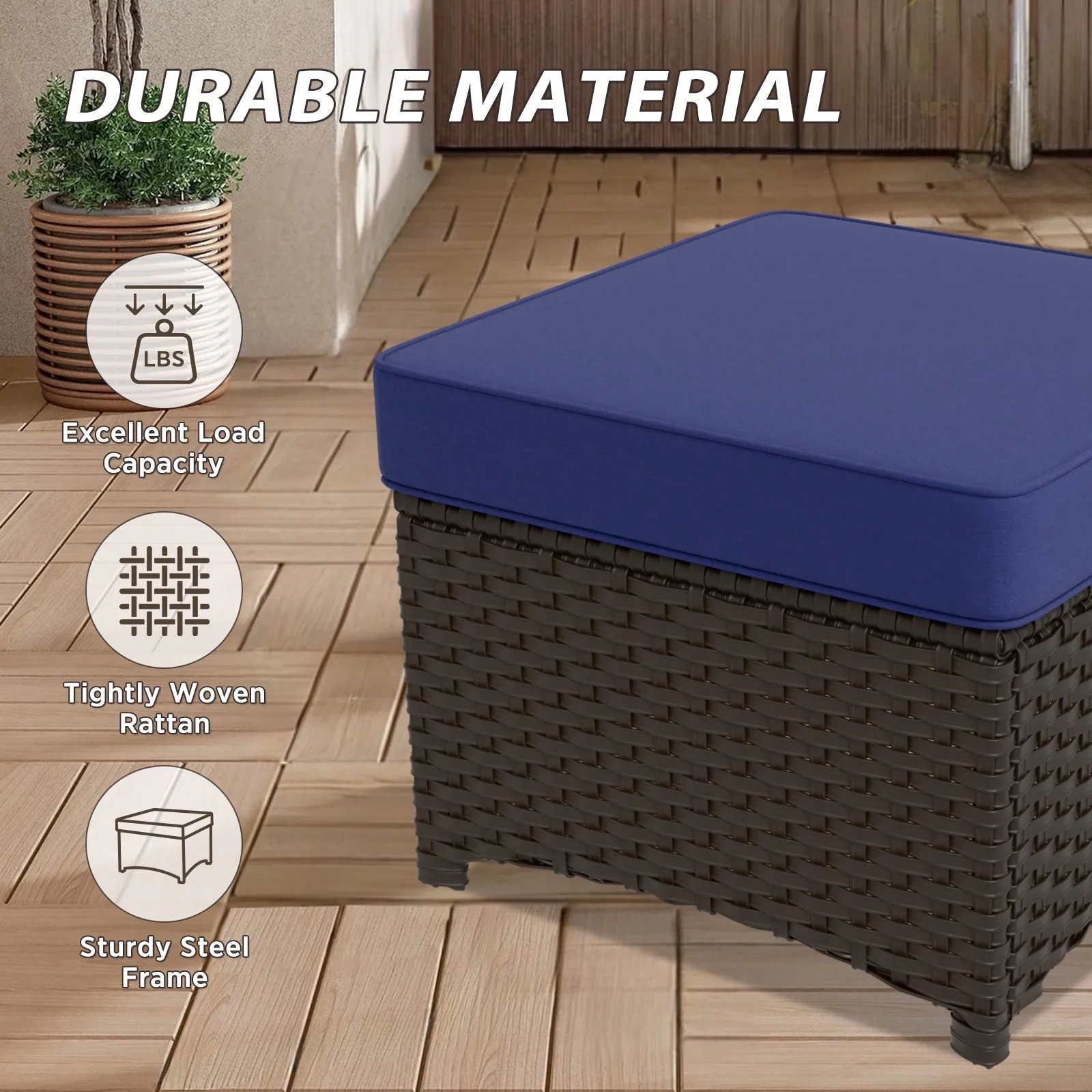 Azure Bay 2 Piece Wicker Patio Ottoman Set