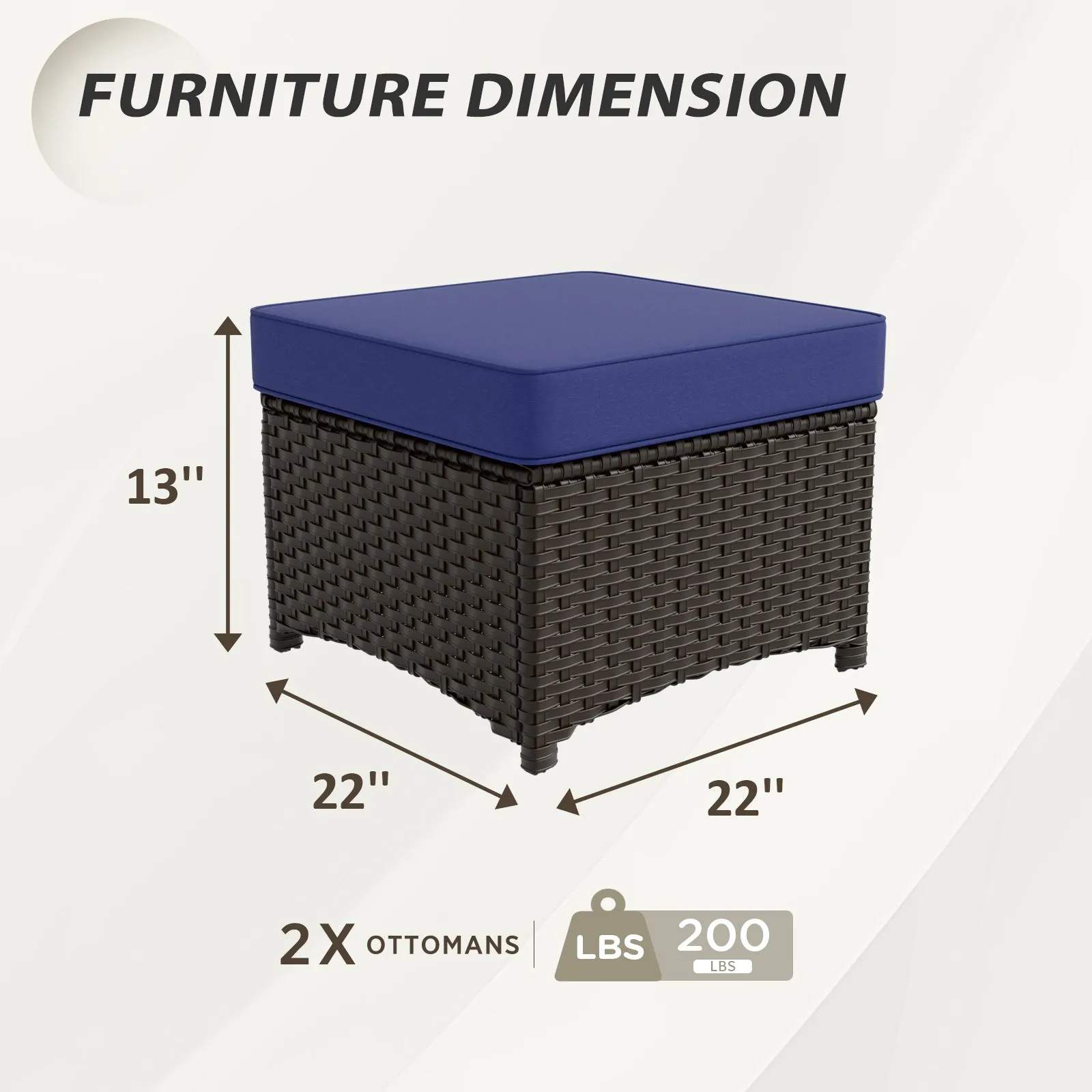 Azure Bay 2 Piece Wicker Patio Ottoman Set