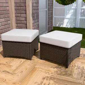 Azure Bay 2 Piece Wicker Patio Ottoman Set