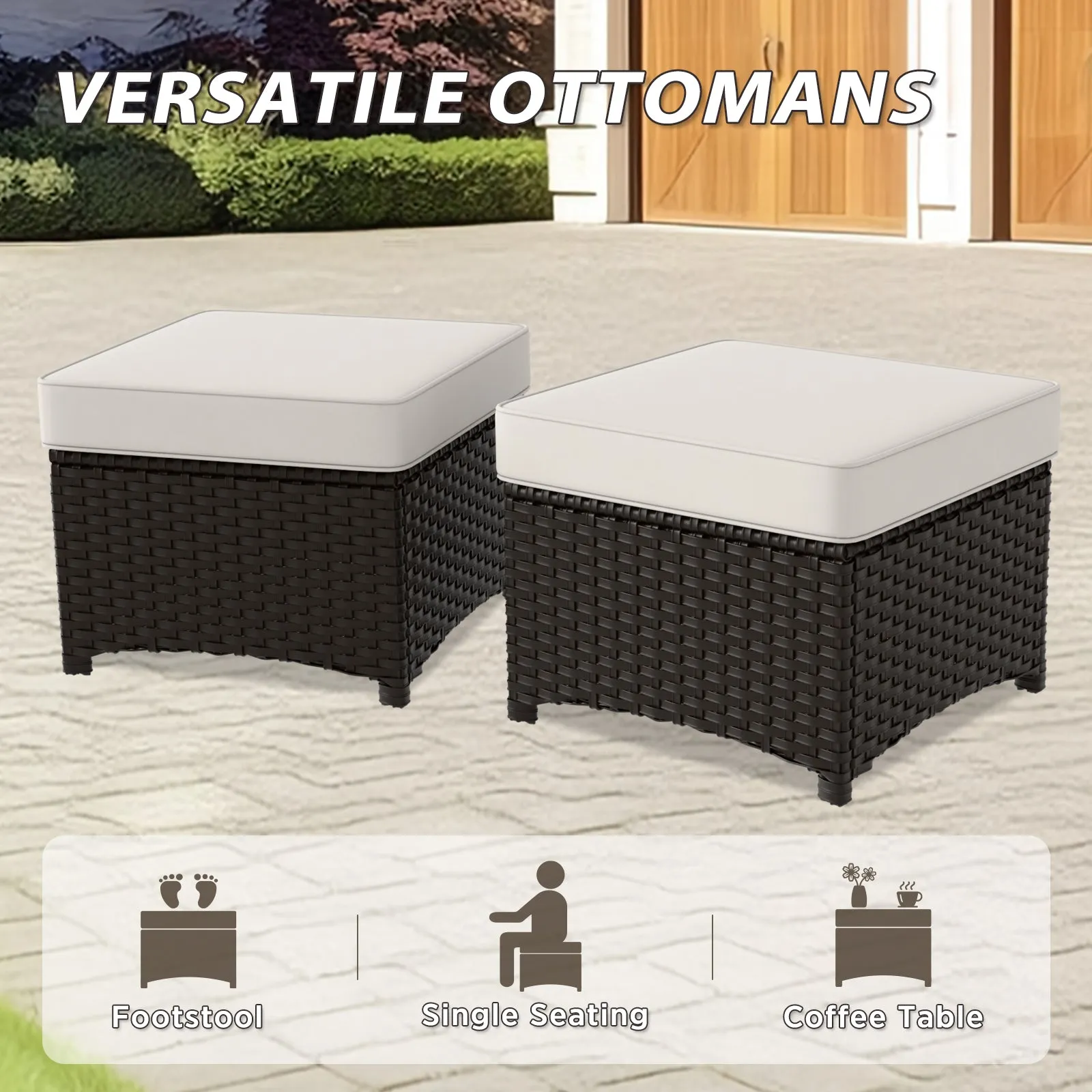 Azure Bay 2 Piece Wicker Patio Ottoman Set