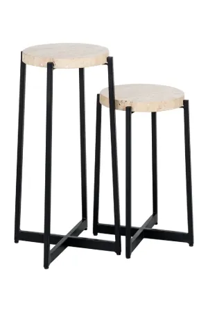 Beige Marble End Table Set (2) | OROA Dillinger