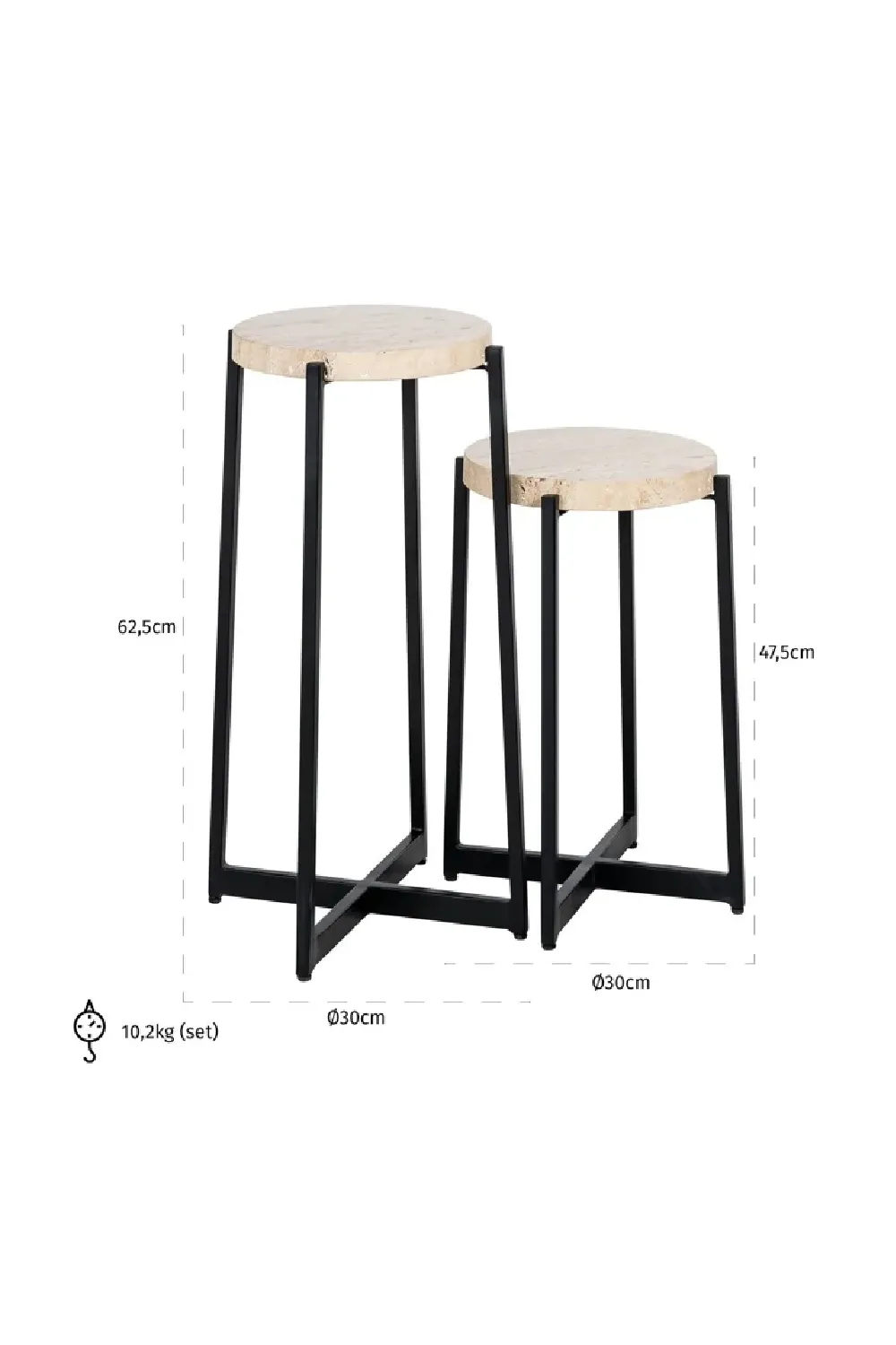 Beige Marble End Table Set (2) | OROA Dillinger