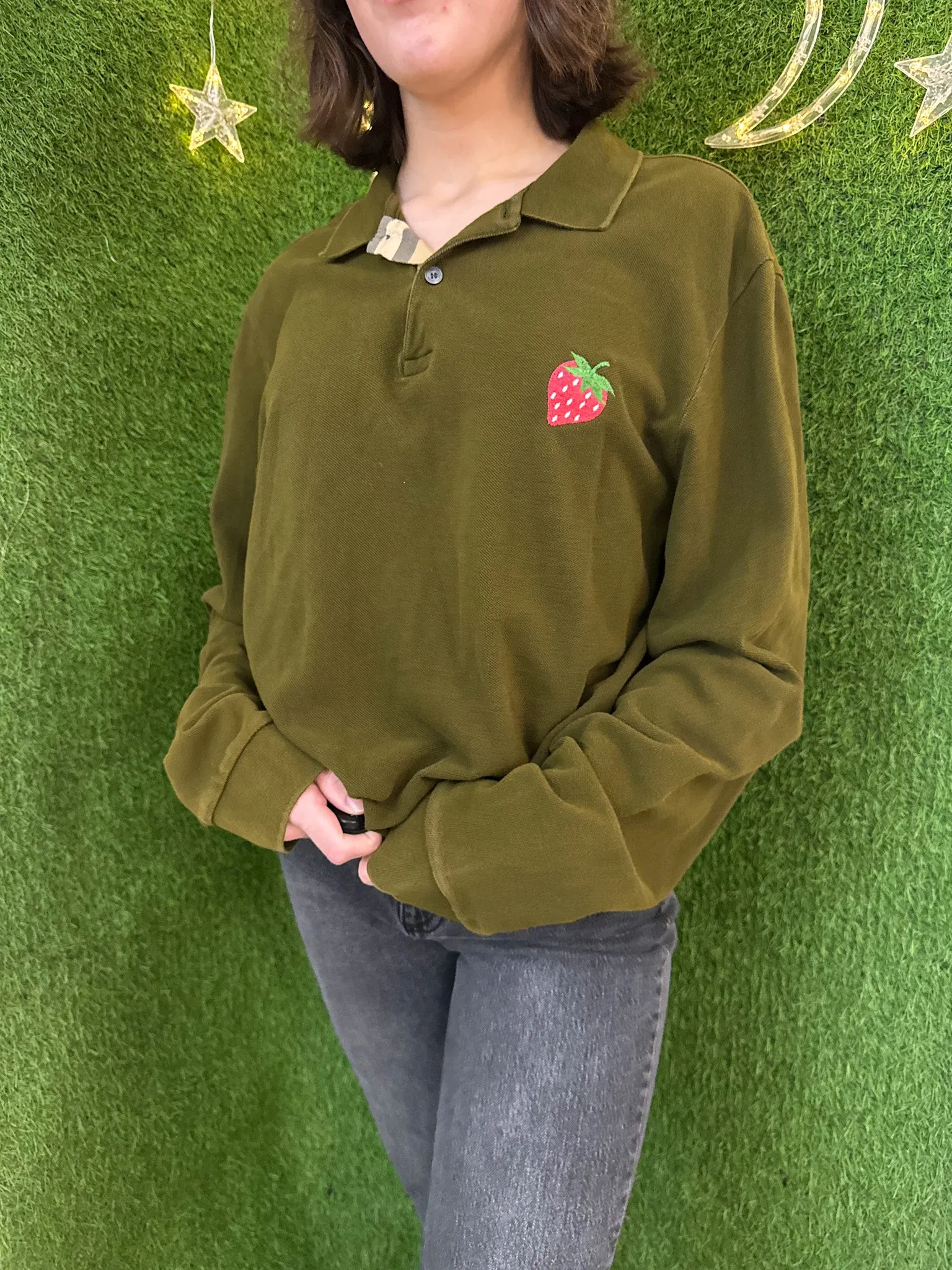 Burberry Strawberry Collared Long Sleeve 2XL