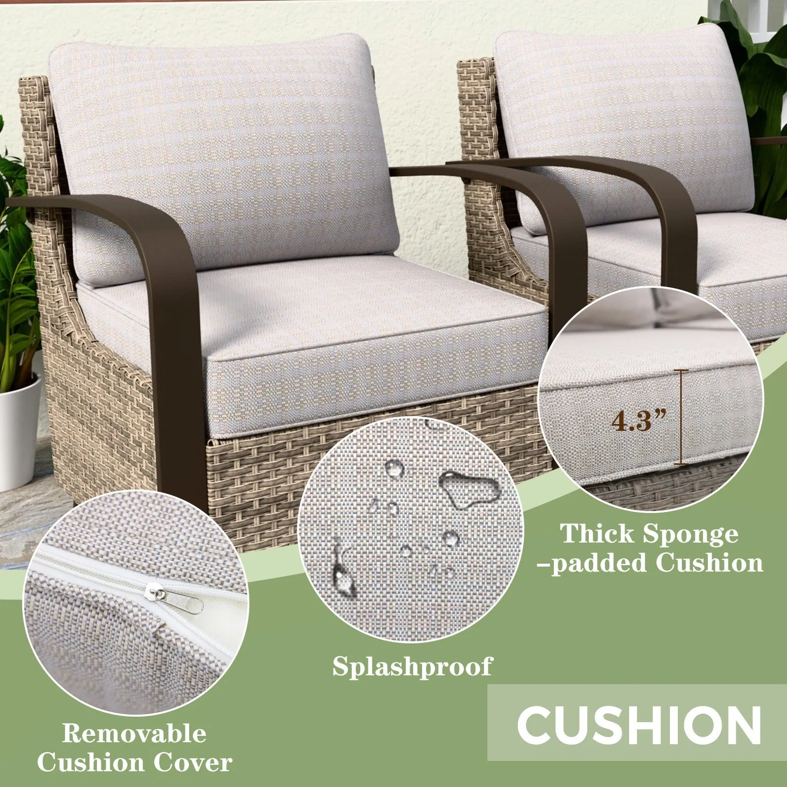 Coastal Vista 3 Piece Patio Bistro Set with 1 Side Table and 2 Swivel Rocking Chairs
