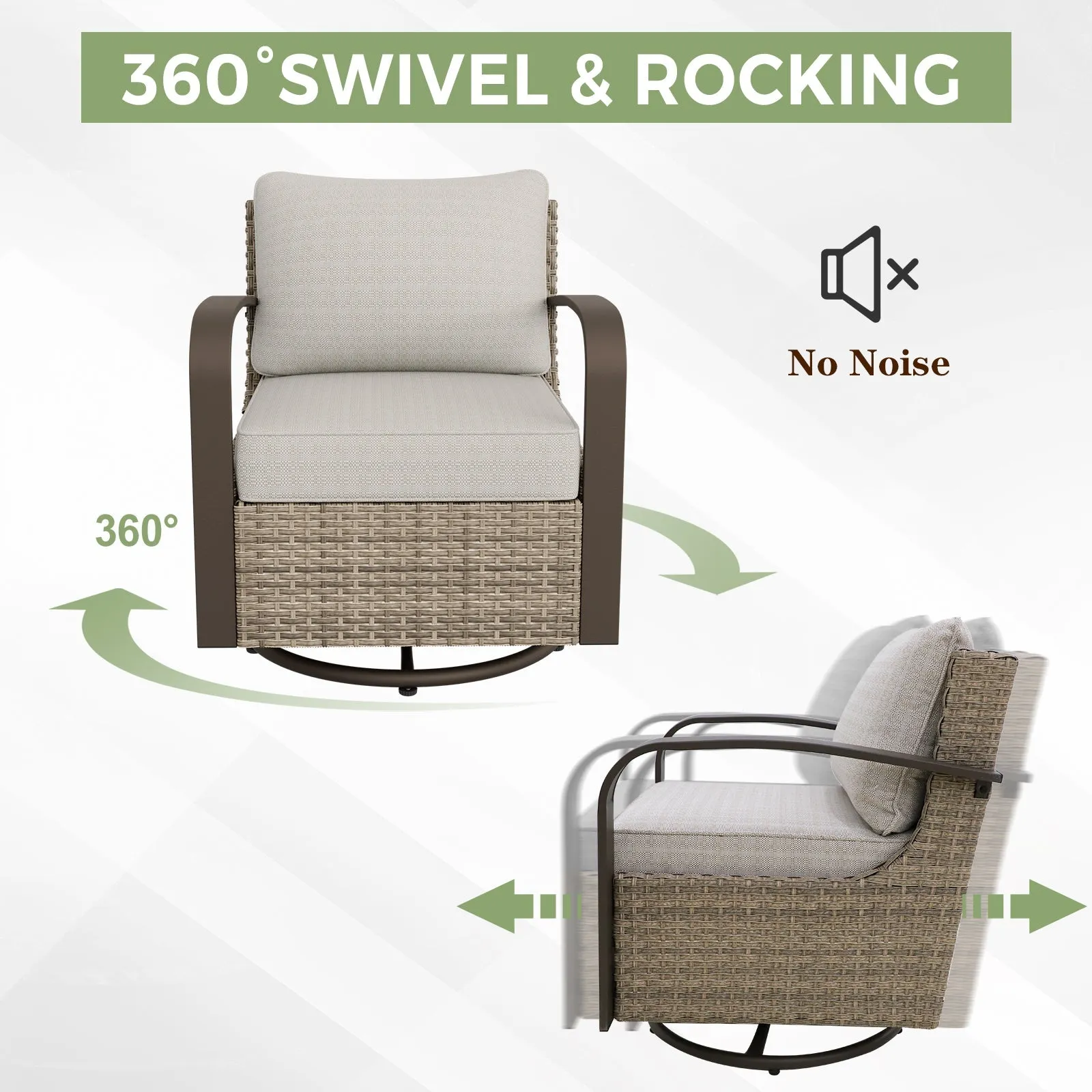 Coastal Vista 3 Piece Patio Bistro Set with 1 Side Table and 2 Swivel Rocking Chairs