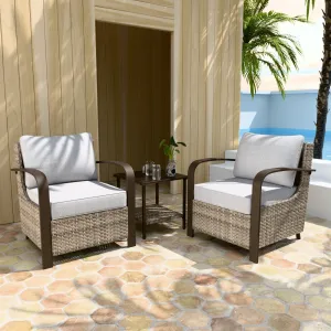 Coastal Vista 3 Piece Patio Bistro Set with 2 Patio Chairs and 1 Side Table
