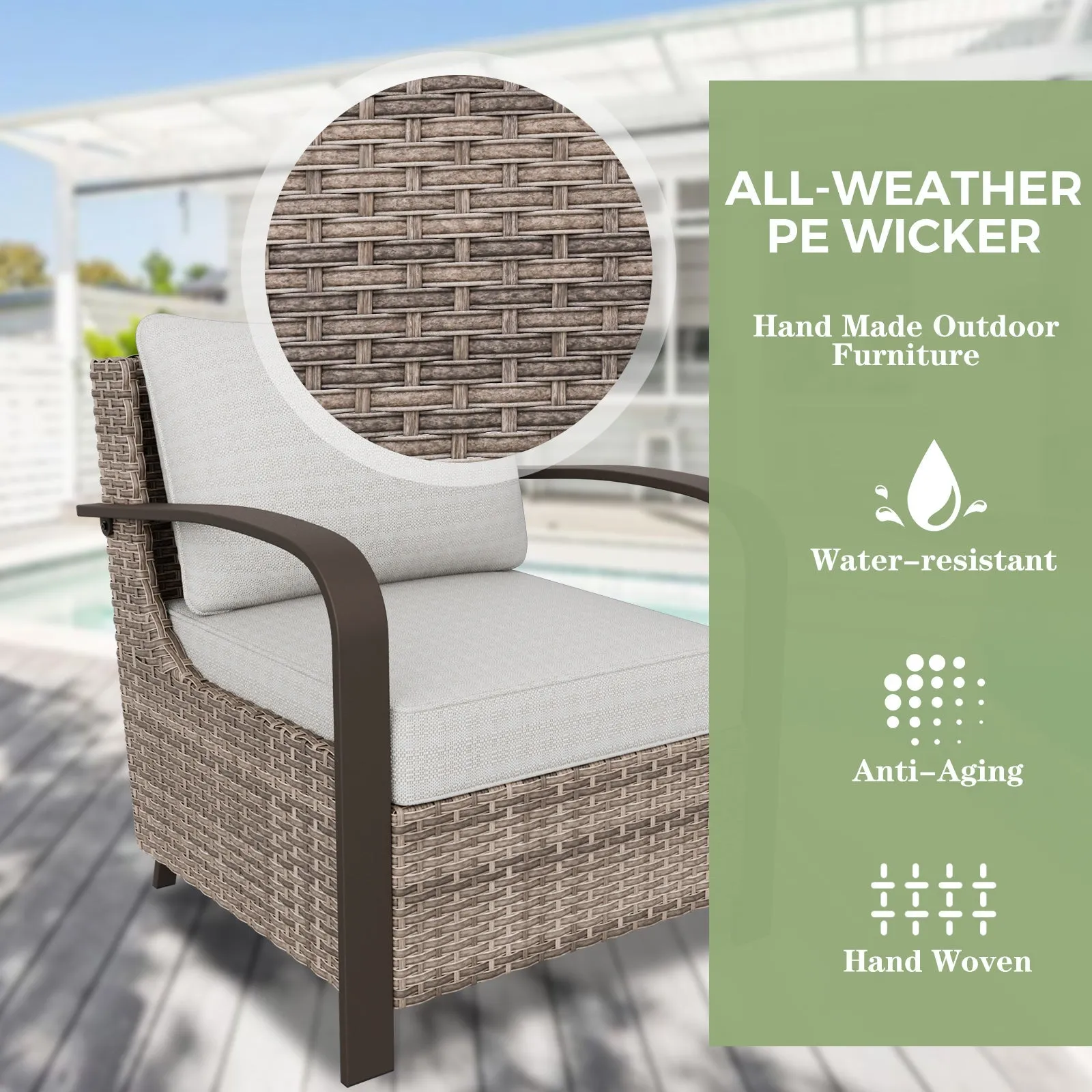 Coastal Vista 3 Piece Patio Bistro Set with 2 Patio Chairs and 1 Side Table