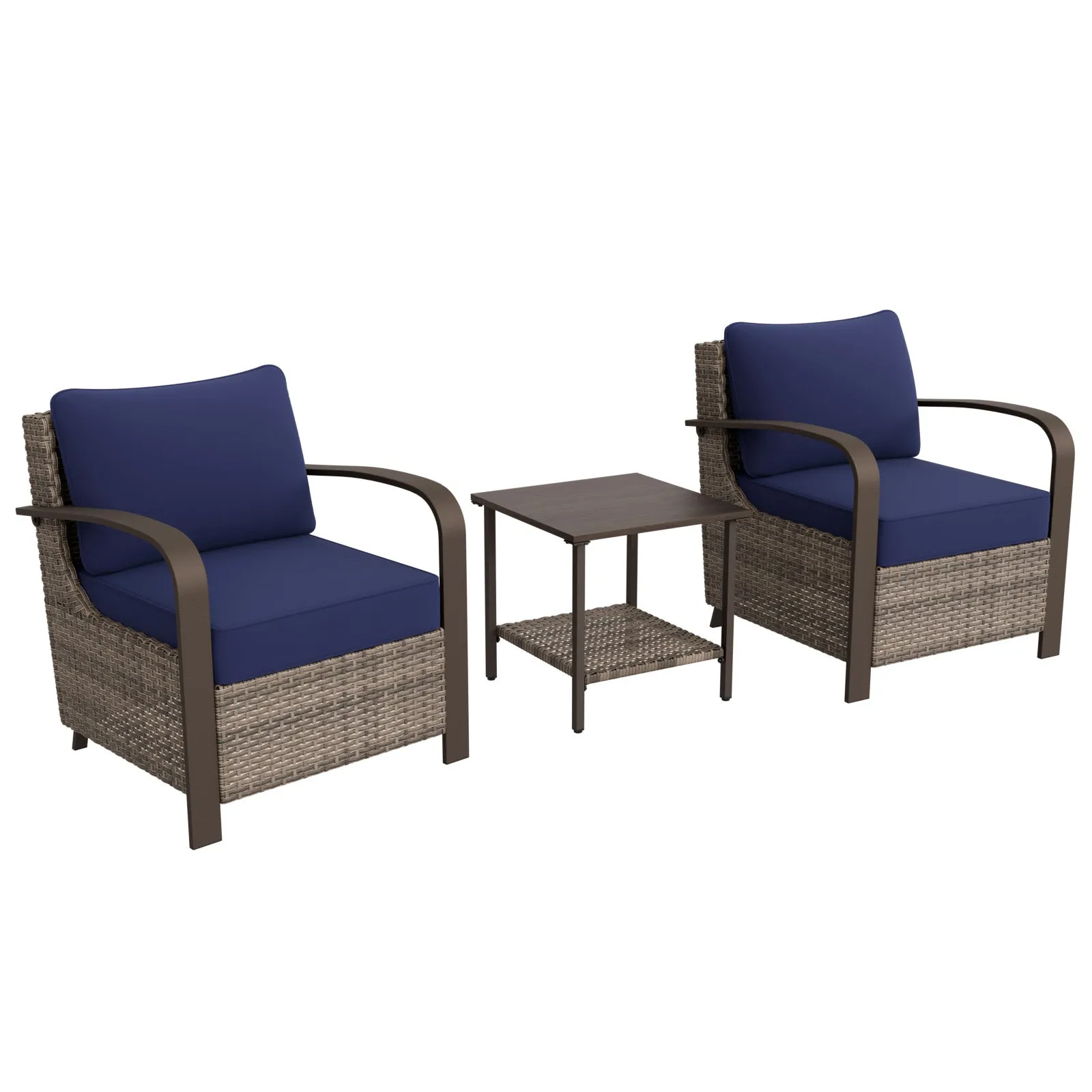 Coastal Vista 3 Piece Patio Bistro Set with 2 Patio Chairs and 1 Side Table