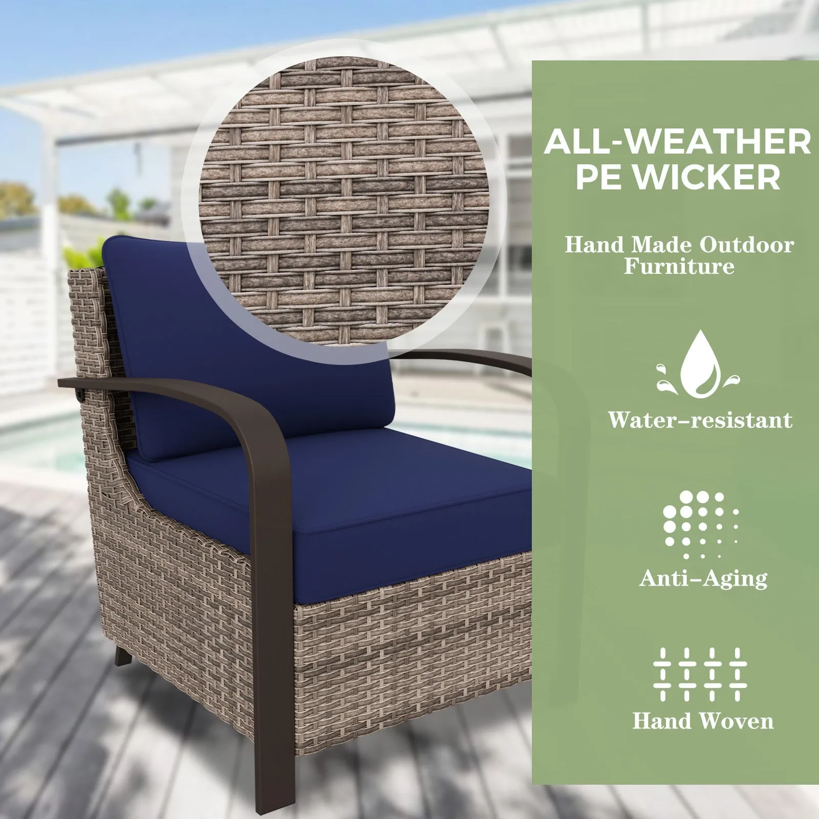 Coastal Vista 3 Piece Patio Bistro Set with 2 Patio Chairs and 1 Side Table