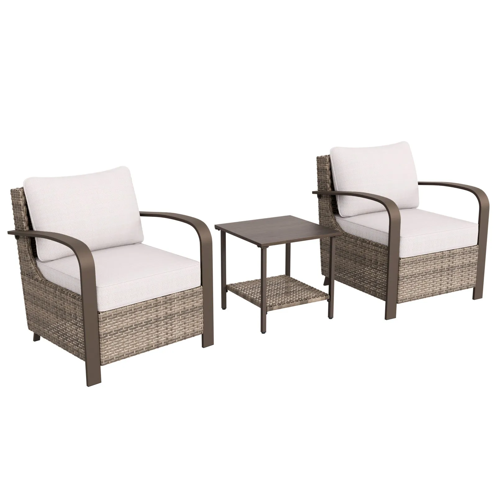 Coastal Vista 3 Piece Patio Bistro Set with 2 Patio Chairs and 1 Side Table