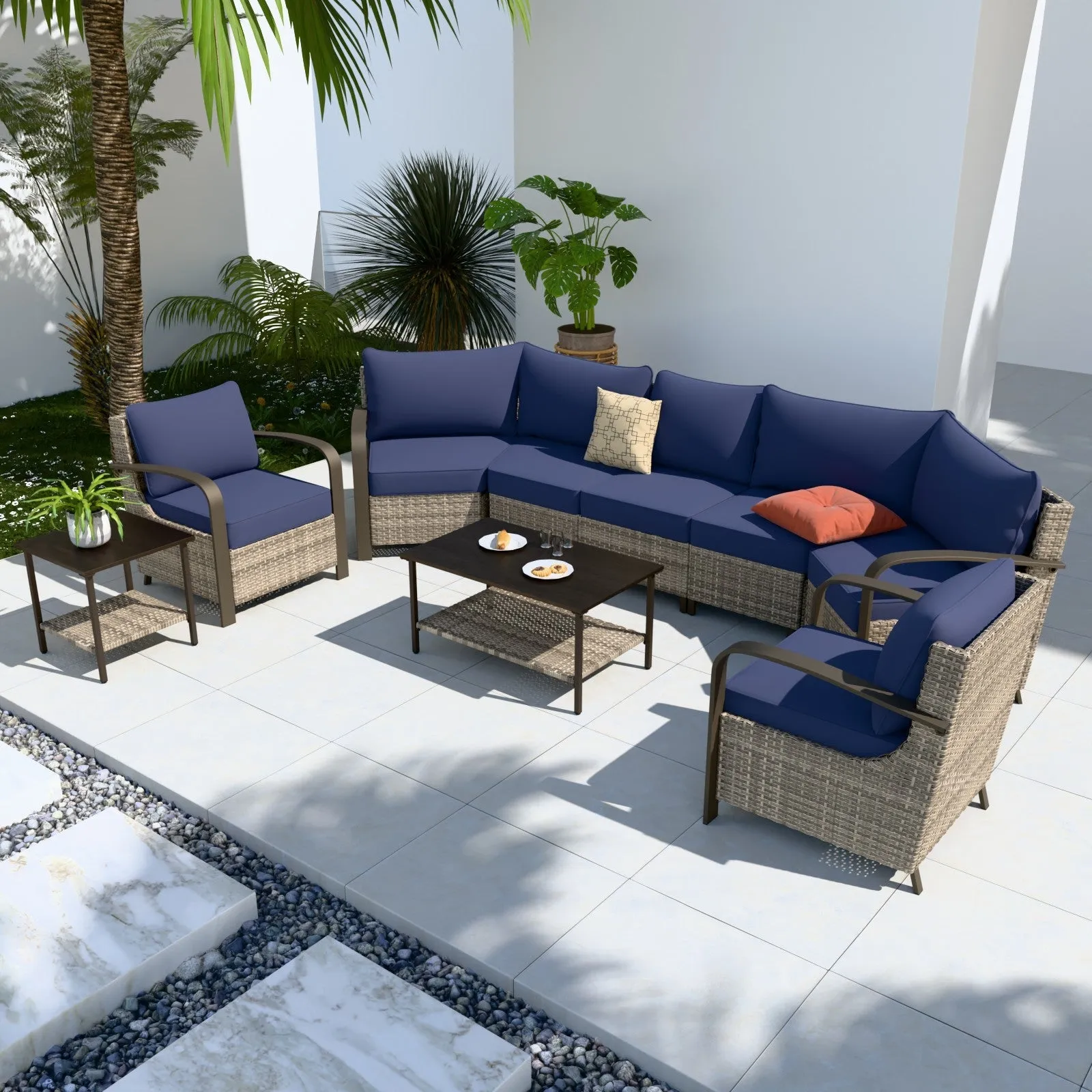 Coastal Vista Outdoor Patio Furniture Set w/ Patio Chairs, Seats 7