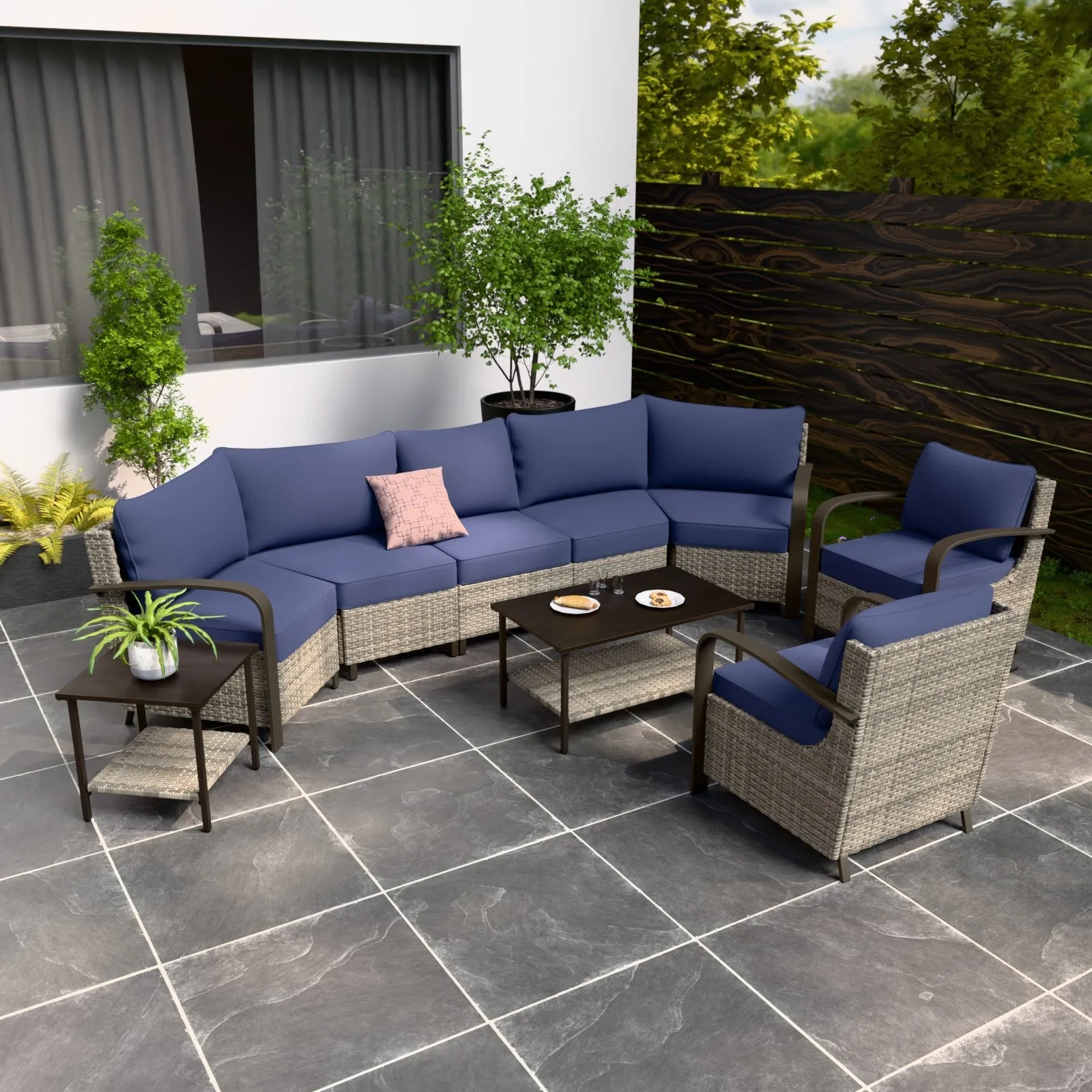 Coastal Vista Outdoor Patio Furniture Set w/ Patio Chairs, Seats 7