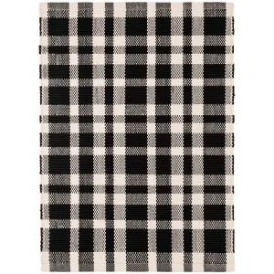 Dash & Albert Tattersall Black Indoor Outdoor Rug