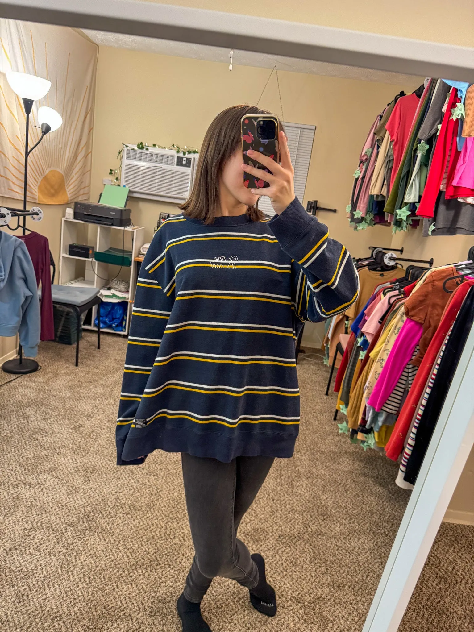 Good Luck Babe Navy Striped Crewneck XL