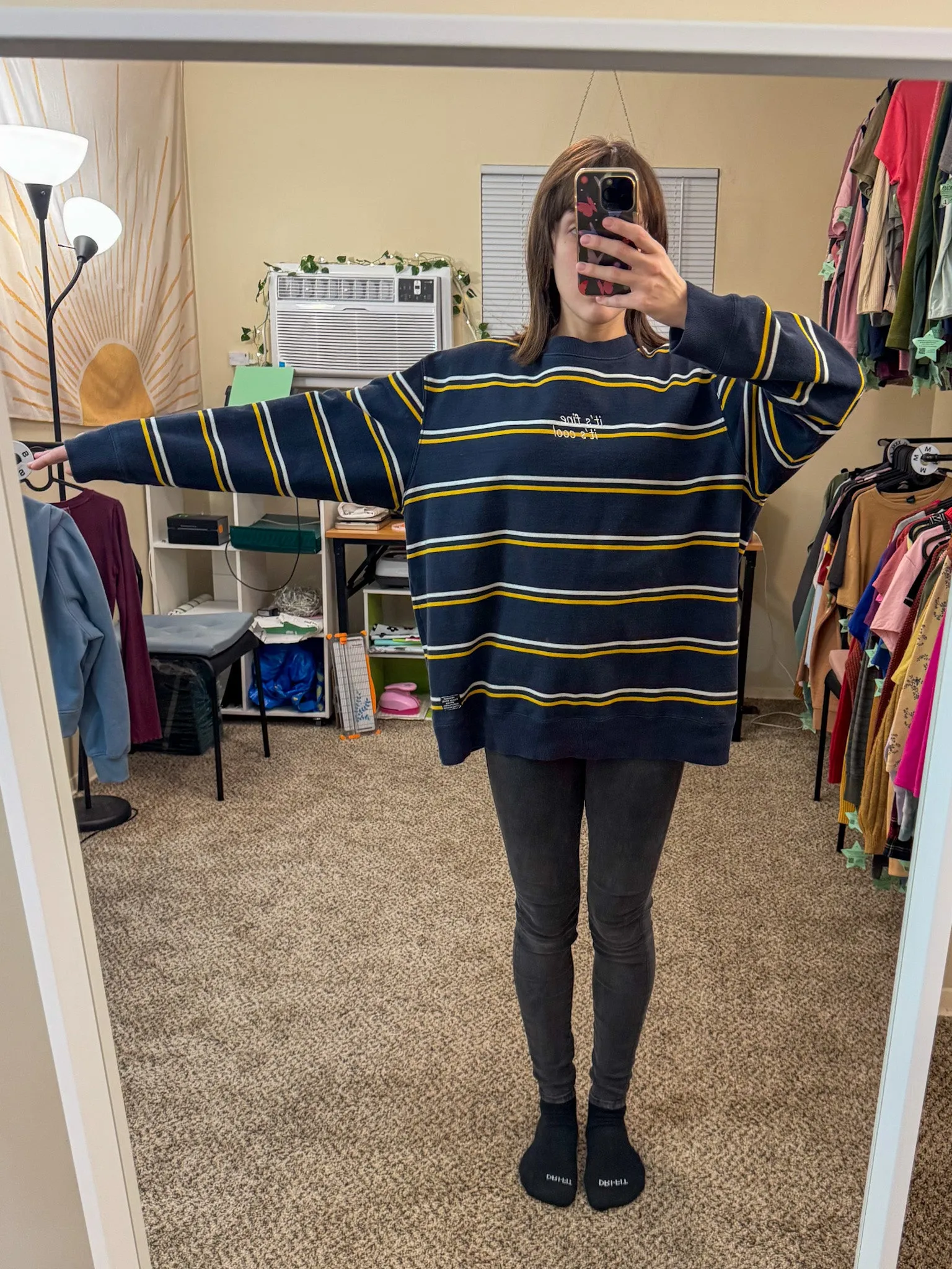 Good Luck Babe Navy Striped Crewneck XL