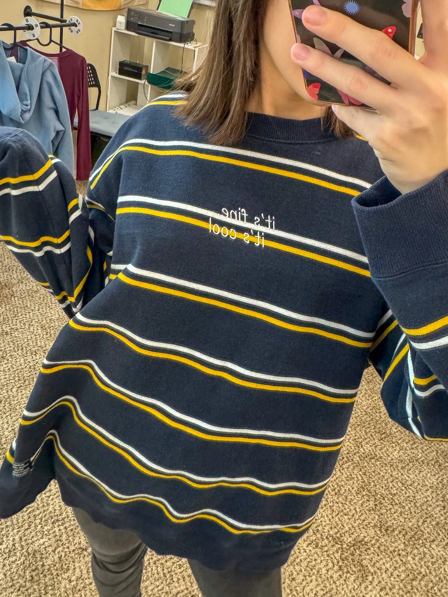 Good Luck Babe Navy Striped Crewneck XL