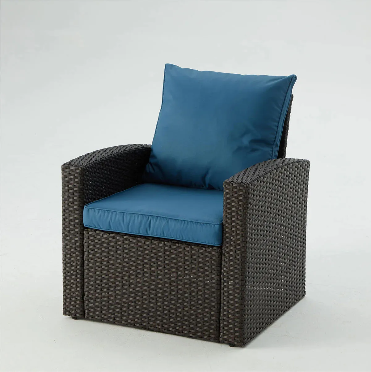 HomrestI 7 Pcs Patio Furniture Set w/ 44" Propane Fire Pit Table and Storage Coffee Table, Blue