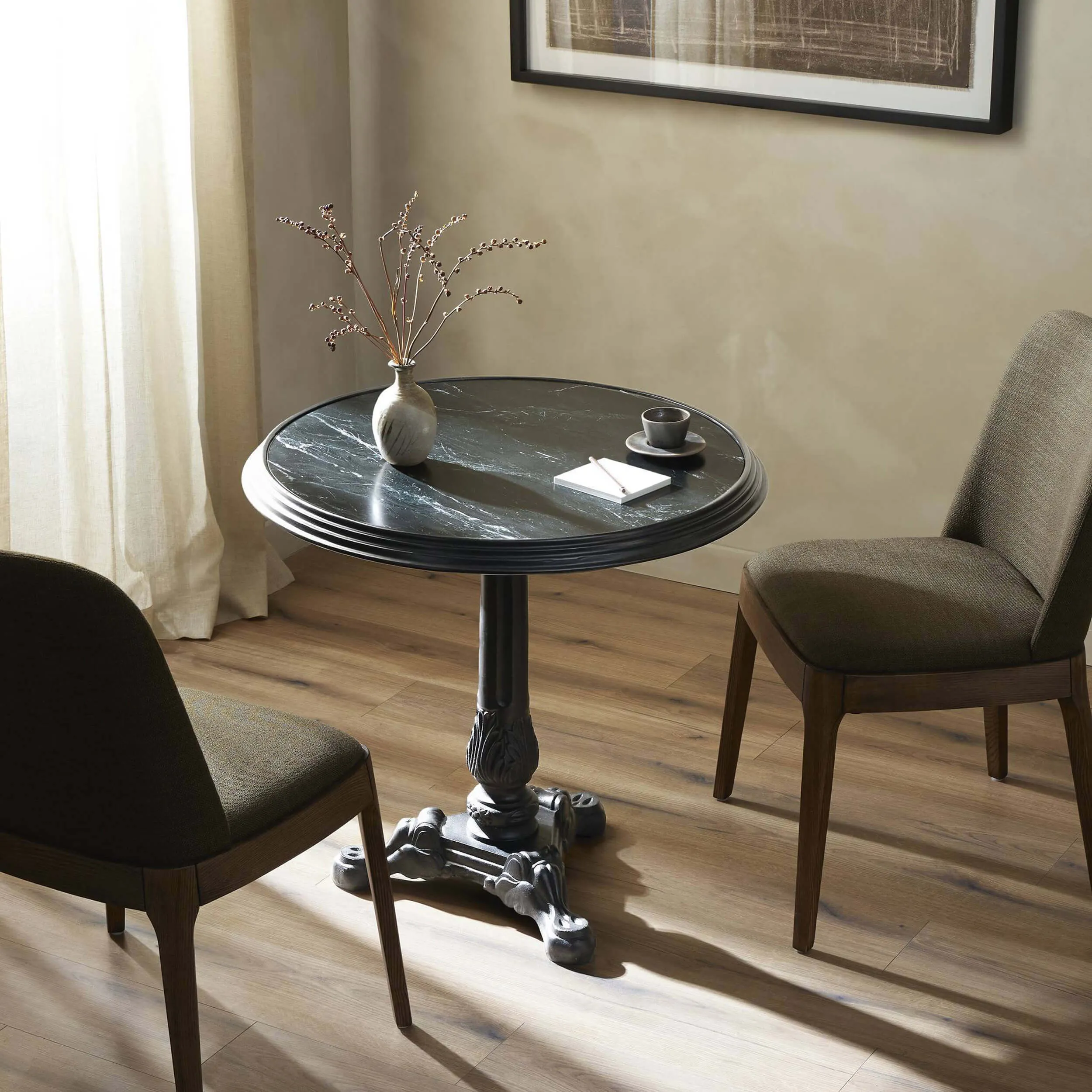 Iron Tea Table, Black Marble