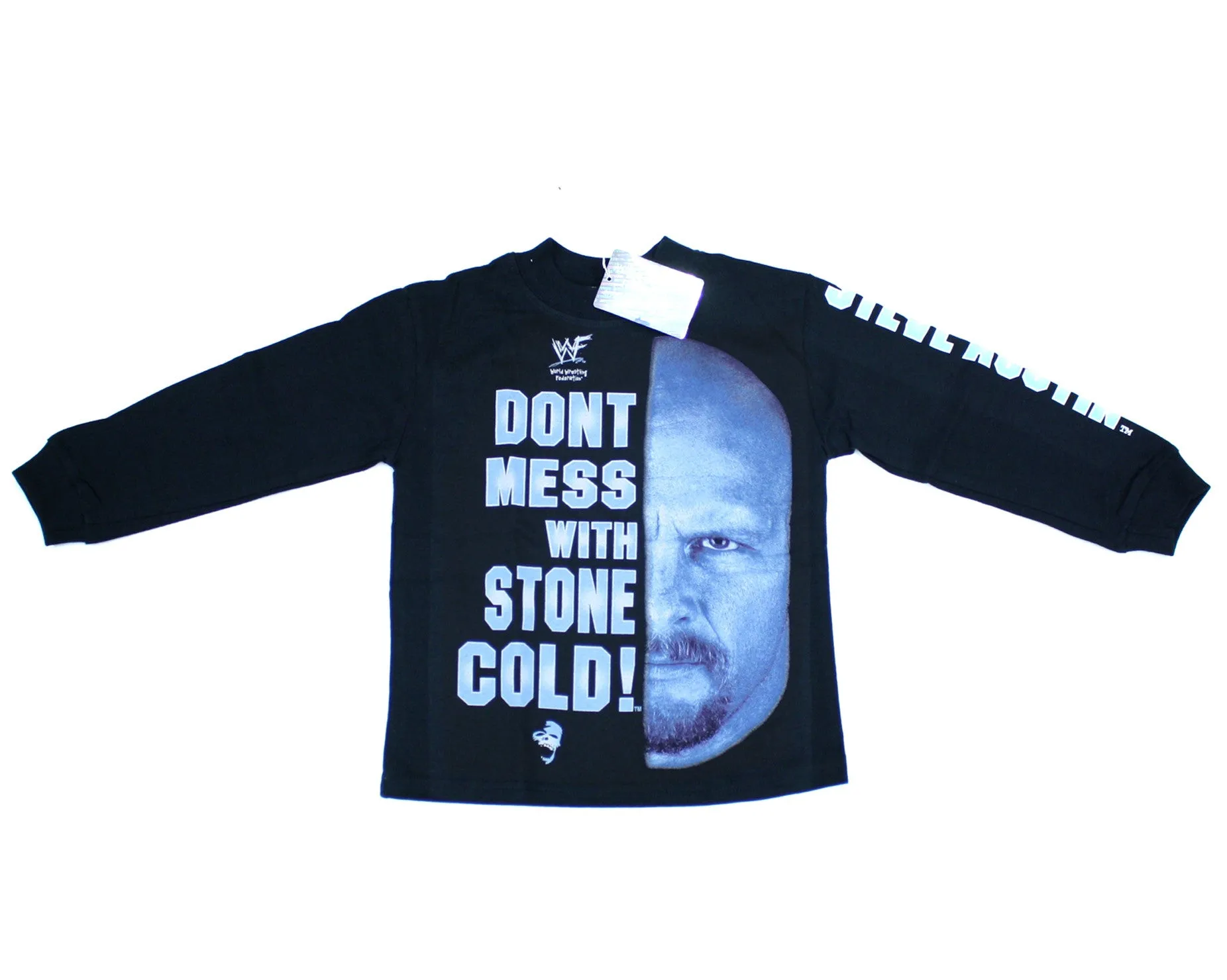 *KIDS SIZE* WWF STONE COLD STEVE AUSTIN 'DON'T MESS W/' VINTAGE LONGSLEEVE SHIRT