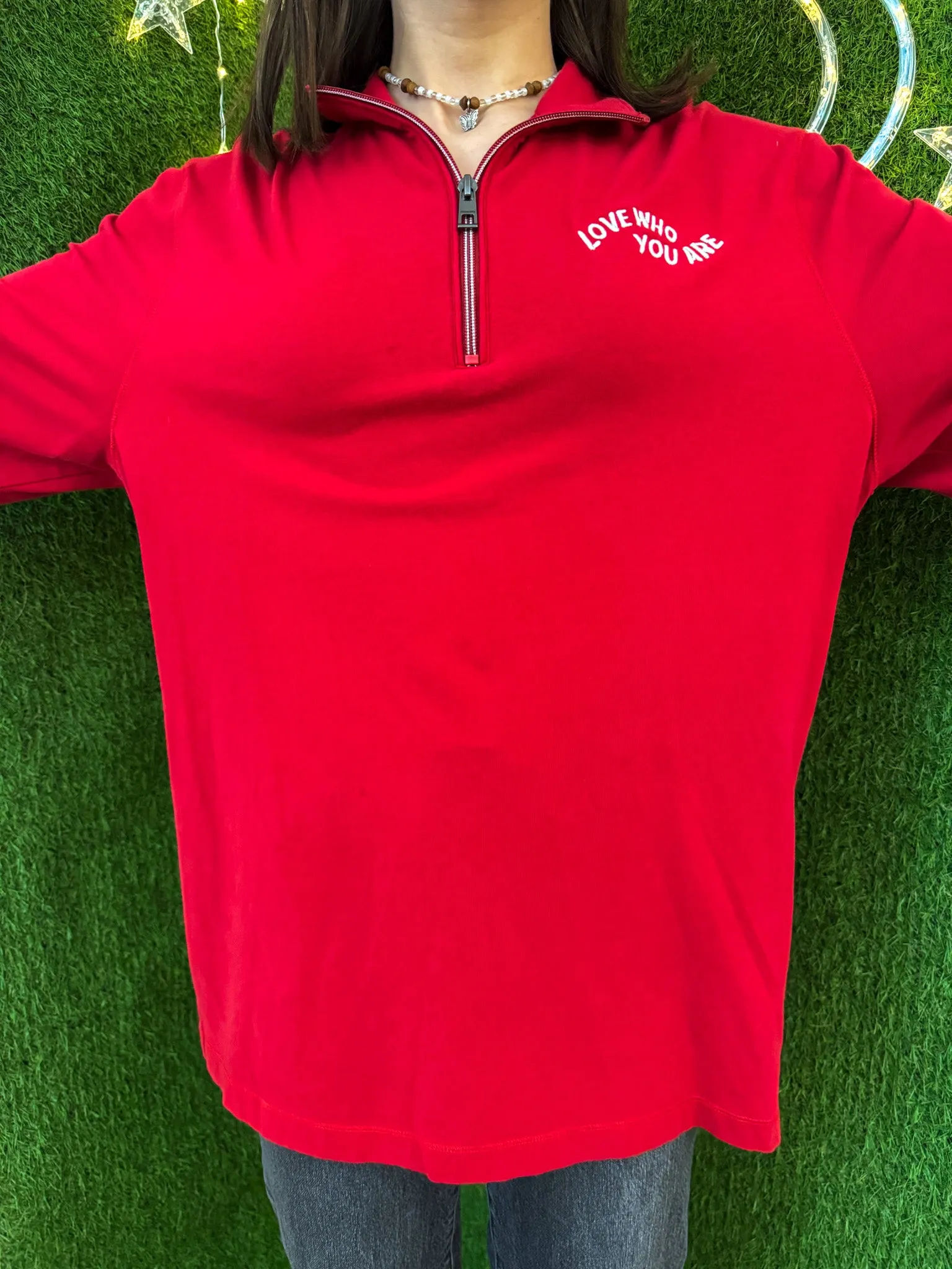 Love Who You Are Quarter Zip Long Sleeve L
