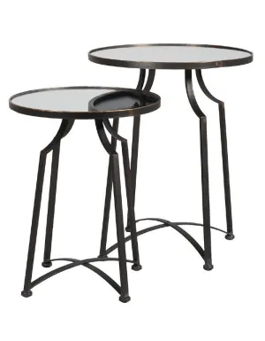 Mirrored Topped Nesting Side Tables