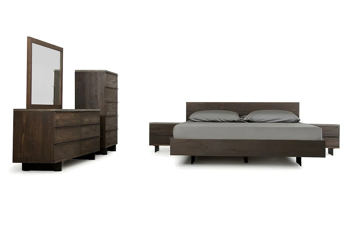 Modrest Selma Modern Dark Aged Oak & Concrete Bedroom Set