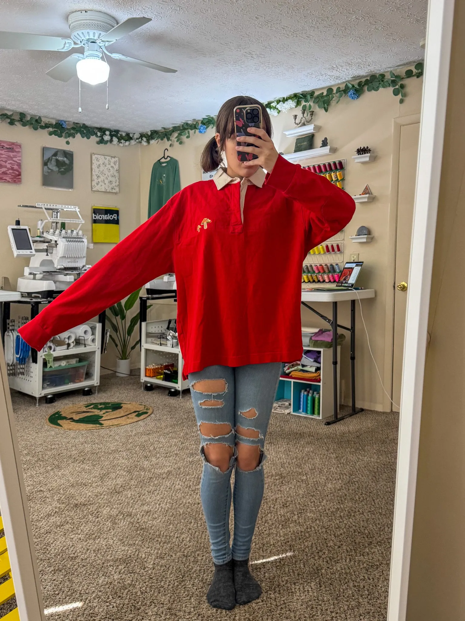 Mushroom Quarter Button Up L