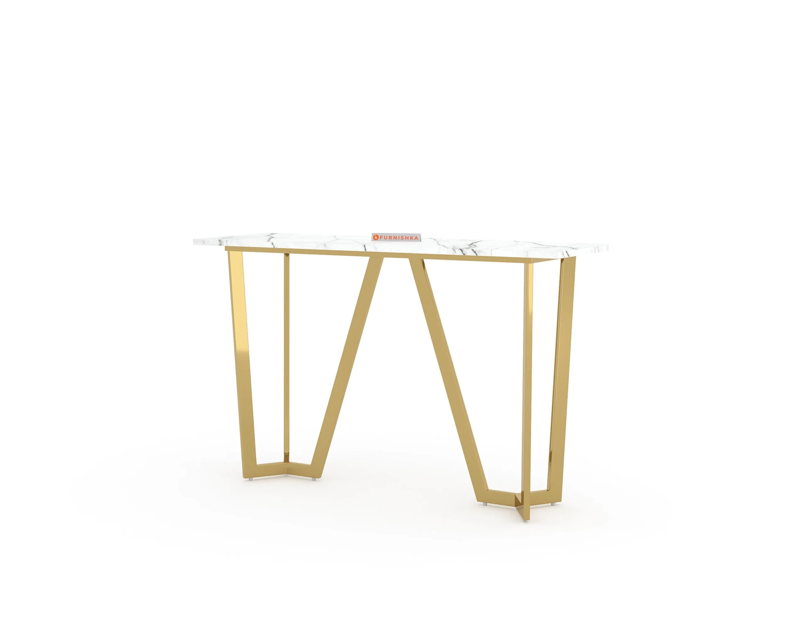 Olzaa Console Table with White Engineered Marble Top