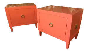 Pair of Hollywood Regency Lacquered Nightstands