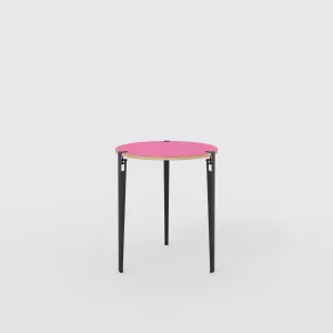 Plywood Round Table with Black Tiptoe Legs - Formica Juicy Pink - 800(dia) x 900(h)