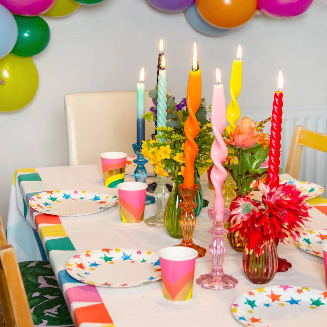 Rainbow Colored Twisted Candles
