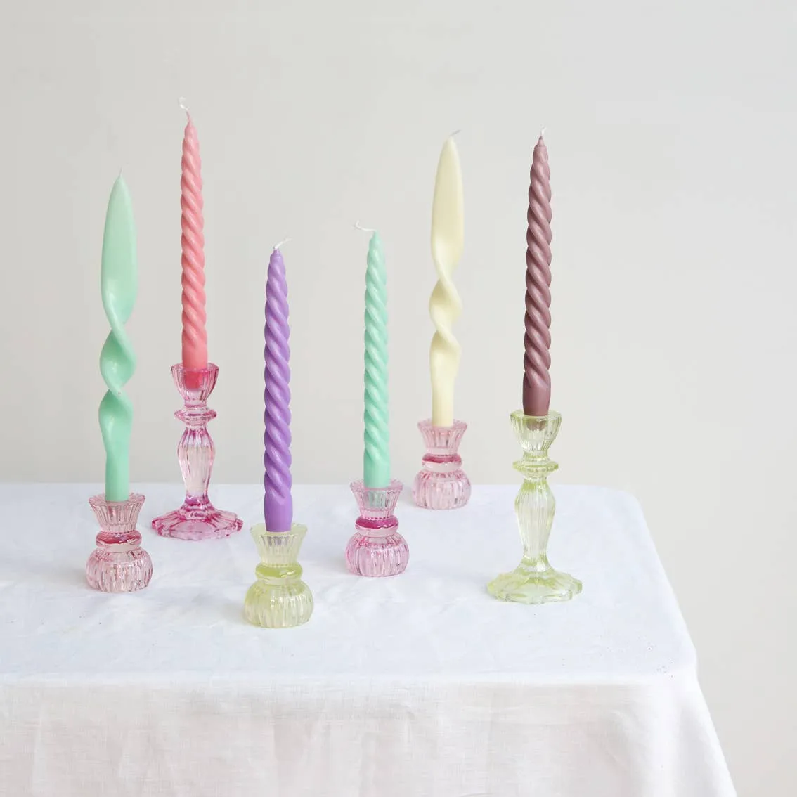 Rainbow Colored Twisted Candles