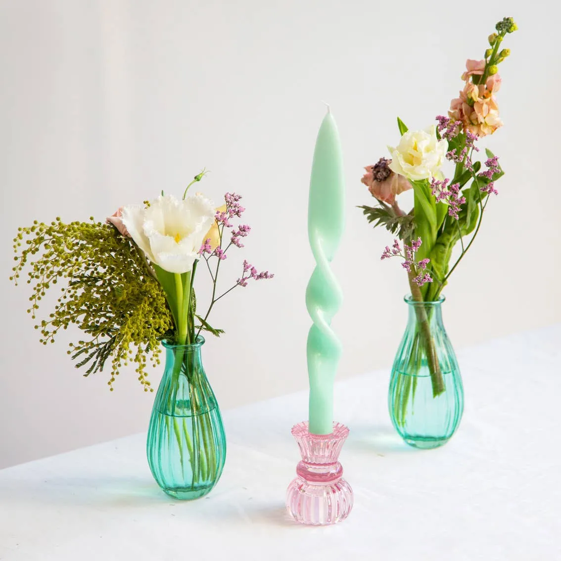 Rainbow Colored Twisted Candles