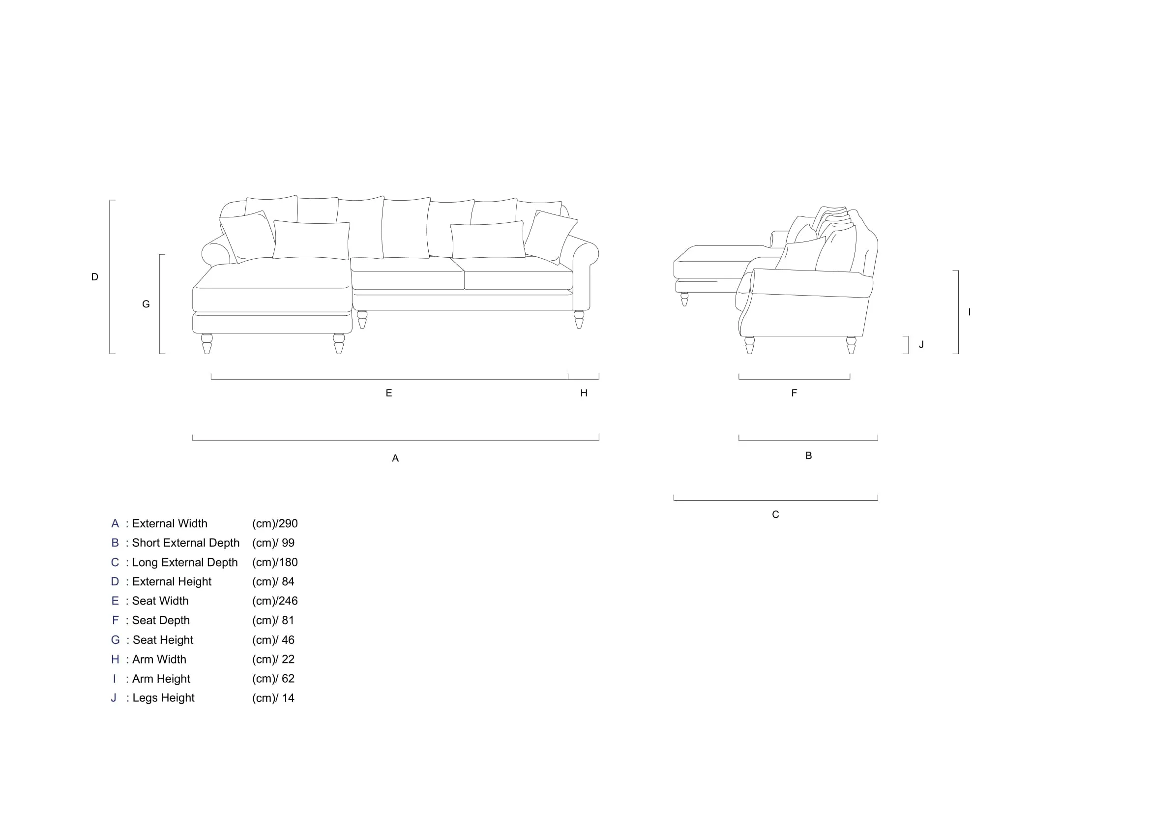 Rubeza Paula Chaise/2 Seater - Goldfish Orange