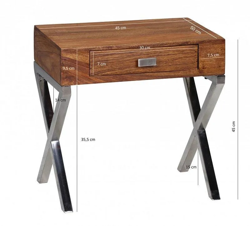 Solid Wood Beside Table for Living Room In Natural Finish