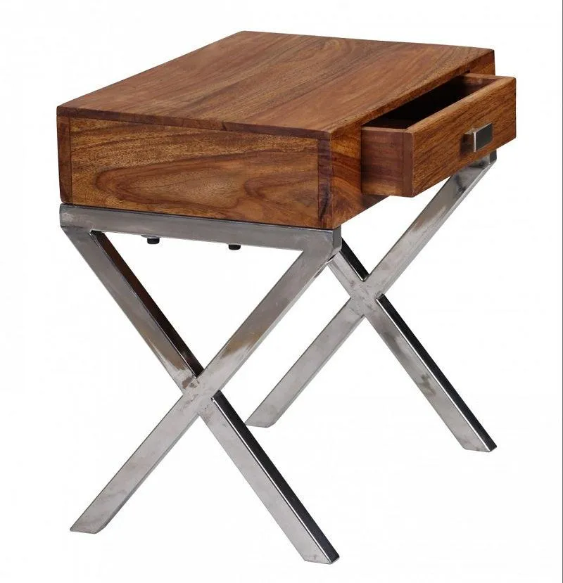 Solid Wood Beside Table for Living Room In Natural Finish