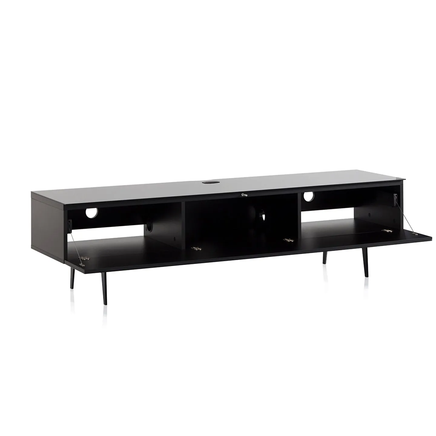 Sonorous Studio ST360 Modern TV Stand w/ Spike Legs for TVs up to 75" - Black / White Wood Cover