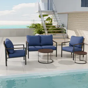 Sunset Dune Outdoor 6 PCS Patio Furniture,  2 Chairs 1 Loveseat 2 Tables Ottoman